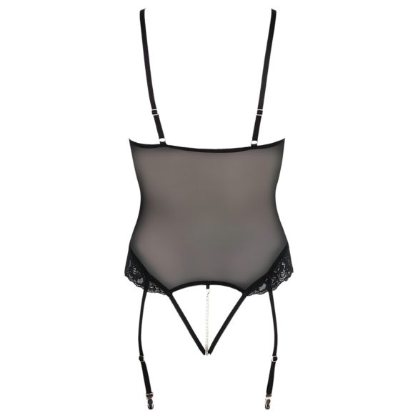 Cottelli Bondage - body com anéis de metal e algemas de pulso - preto - L