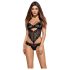 Obsessive - body feminino rendado floral - preto