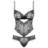 Obsessive - body feminino rendado floral - preto
