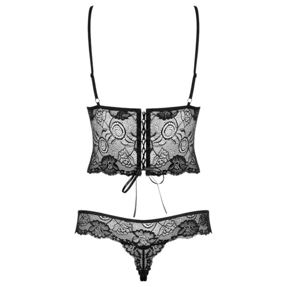 Obsessive - body feminino rendado floral - preto