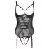 Abierta Fina - body aberto renda com tiras - preto - 80B/M