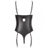 Abierta Fina - body aberto renda com tiras - preto - 80B/M