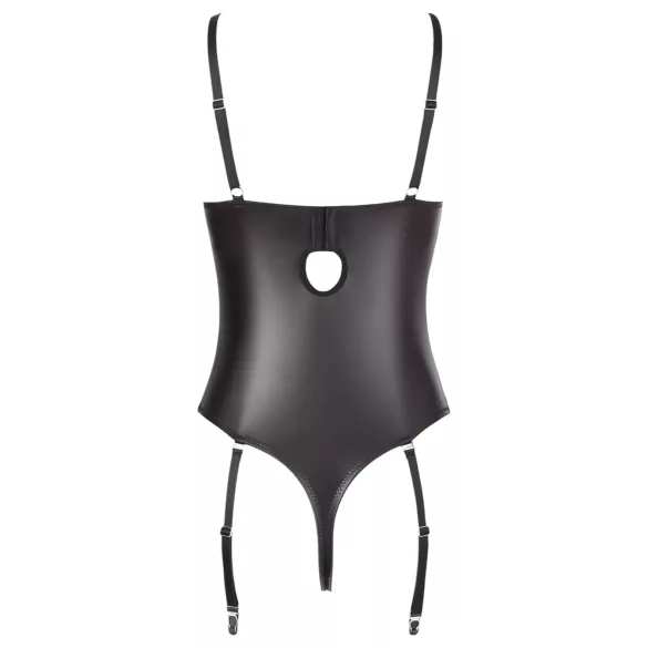 Abierta Fina - body aberto renda com tiras - preto - 85C/L