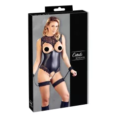   Cottelli Bondage - body aberto brilhante com algemas de braço - preto - L
