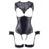 Cottelli Bondage - body aberto brilhante com algemas de braço - preto - L