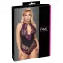 Cottelli Plus Size - body sensual florido - renda preta e lilás