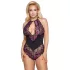 Cottelli Plus Size - body sensual florido - renda preta e lilás - 2XL
