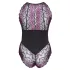 Cottelli Plus Size - body sensual florido - renda preta e lilás - 2XL