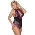 Cottelli Plus Size - body sensual florido - renda preta e lilás - 3XL