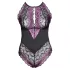 Cottelli Plus Size - body sensual florido - renda preta e lilás - 4XL