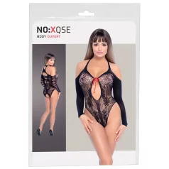NO:XQSE - body preto com laço, de manga comprida (S-L)