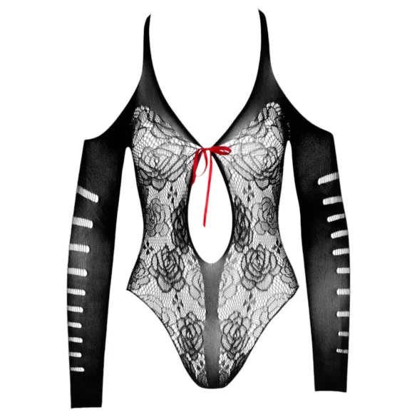 NO:XQSE - body preto com laço, de manga comprida (S-L)