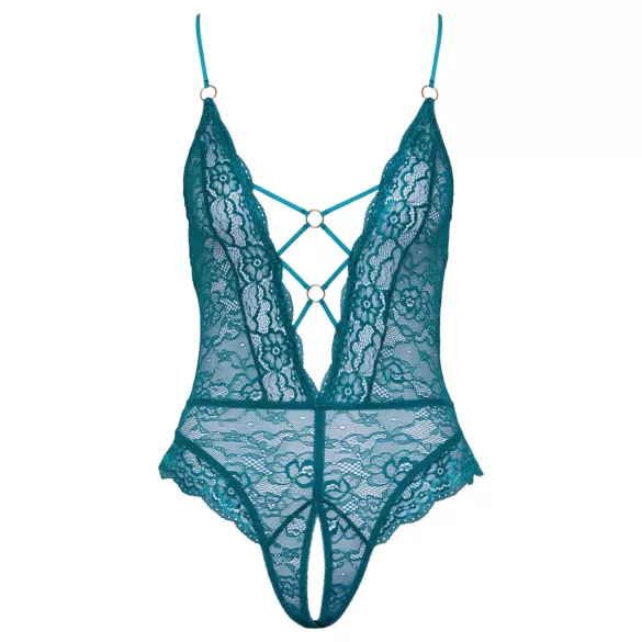 Cottelli - body aberto rendado com cordões (verde)