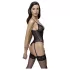 Cottelli - body aberto rendado com ligas - preto - L