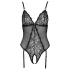 Cottelli - body aberto rendado com ligas - preto - L
