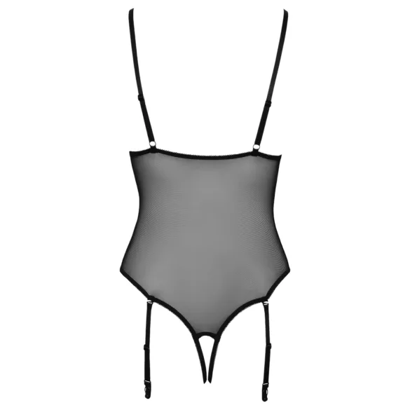 Cottelli - body aberto rendado com ligas - preto - L