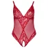 Cottelli Curves - body rendado transparente - vermelho - 2XL