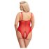 Cottelli Curves - body rendado transparente - vermelho - 3XL