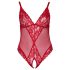 Cottelli Curves - body rendado transparente - vermelho - 3XL