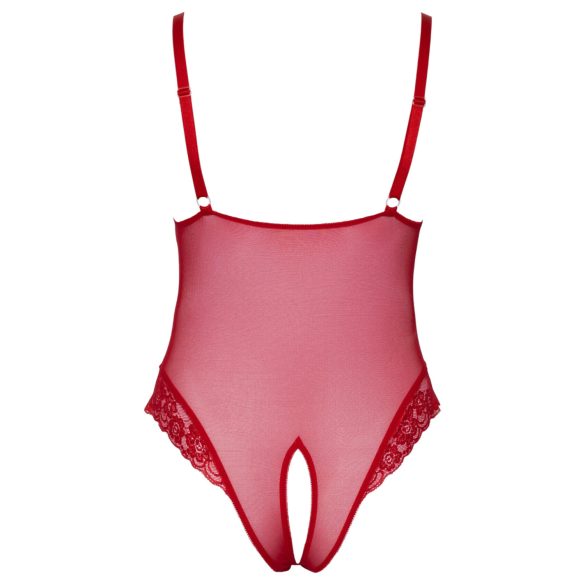Cottelli Curves - body rendado transparente - vermelho - 3XL