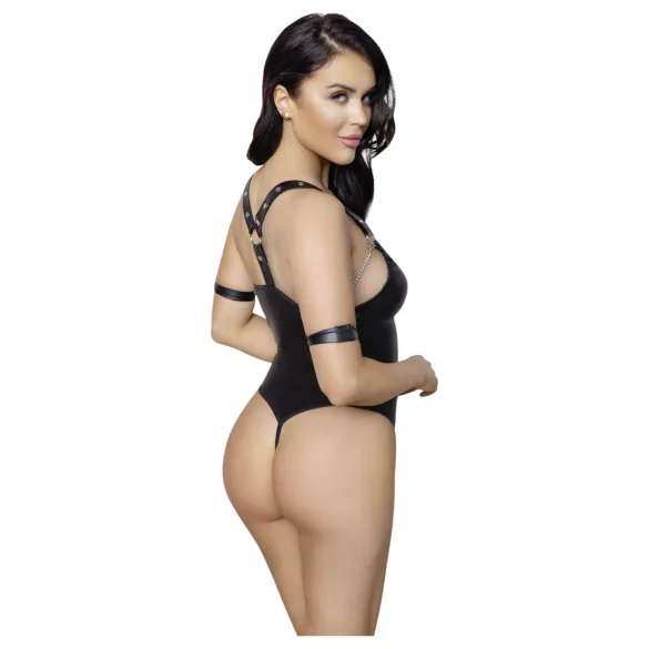Cottelli Bondage - body aberto com anel - vinil preto