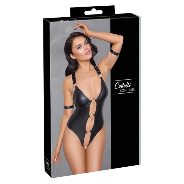 Cottelli Bondage - body aberto com anel - vinil preto - L