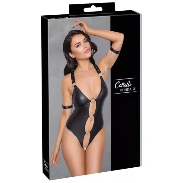 Cottelli Bondage - body aberto com anel - vinil preto - L