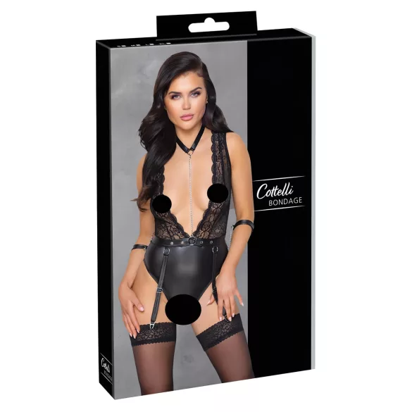Cottelli Bondage - body rendado com choker - preto - M