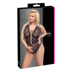   Cottelli Curves Plus Size - body lingerie transparente rendado - preto