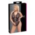 Cottelli Curves Plus Size - body lingerie transparente rendado - preto - 90D/XL