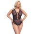 Cottelli Curves Plus Size - body lingerie transparente rendado - preto - 90D/XL