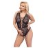 Cottelli Curves Plus Size - body lingerie transparente rendado - preto - 90D/XL