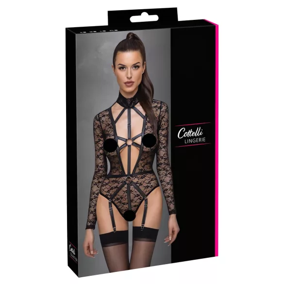 Cottelli - body transparente com alças - preto - M