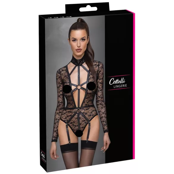 Cottelli - body transparente com alças - preto - M