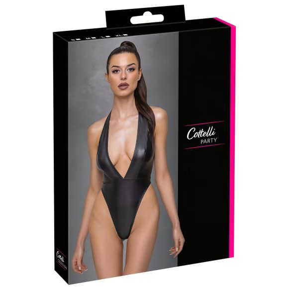 Cottelli Party - body brilhante com colarinho (preto)