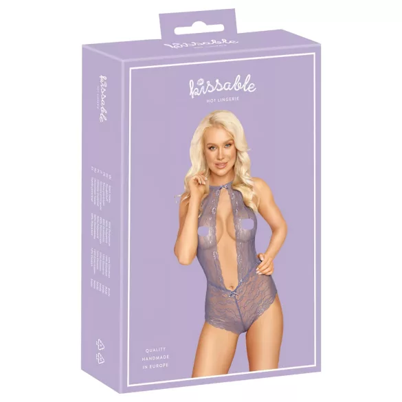 Kissable - body rendado com gola - lilás