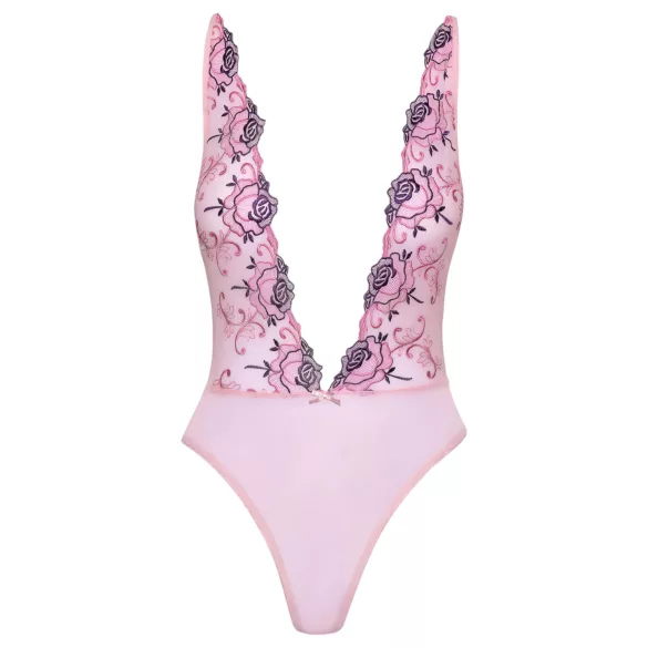 Kissable - body renda bordado floral - rosa