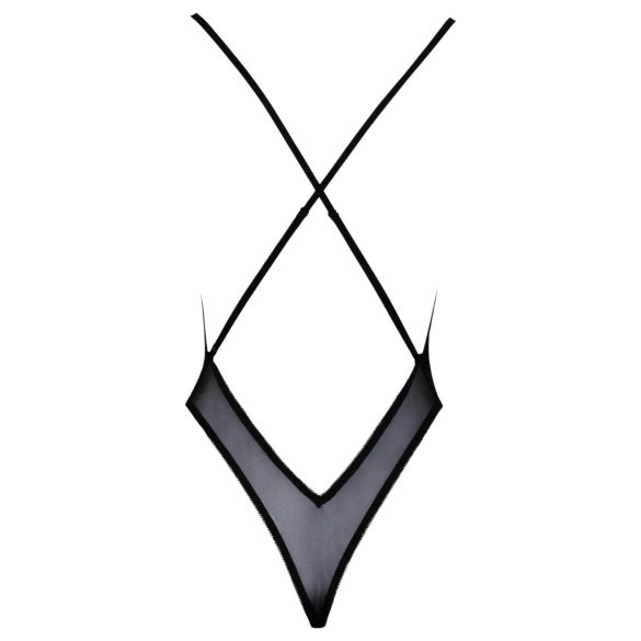 Body preto com bordado rosa para beijar