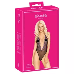 Body preto com bordado rosa para beijar - L/XL