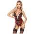 Abierta Fina - body aberto com ligas - preto/vermelho