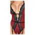 Abierta Fina - body aberto com ligas - preto/vermelho