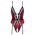 Abierta Fina - body aberto com ligas - preto/vermelho