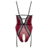 Abierta Fina - body aberto com ligas - preto/vermelho
