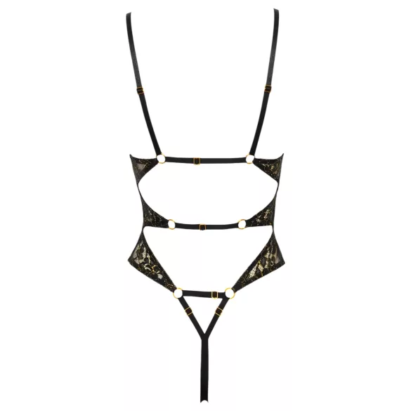 Abierta Fina - body aberto com renda e strass (preto)