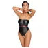 Cottelli Bondage - body brilhante + imobilizador de braços e pescoço (preto)