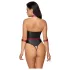 Cottelli Bondage - body brilhante + imobilizador de braços e pescoço (preto)