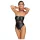 Cottelli Bondage - body brilhante + imobilizador de braços e pescoço (preto) - M