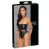 Cottelli Bondage - body brilhante + imobilizador de braços e pescoço (preto) - L