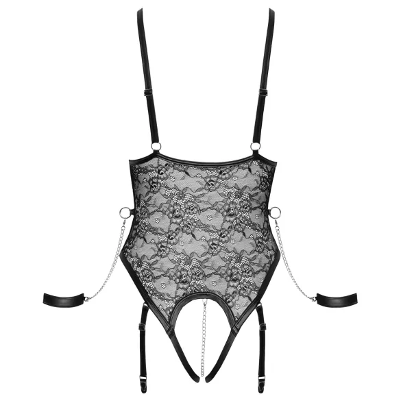 Cottelli Bondage - body aberto com algemas - lingerie preta