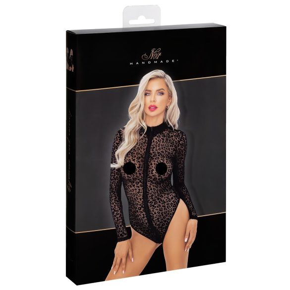 Noir - body de manga longa com estampa de leopardo (preto)